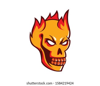 Skull on Fire Illustration Vector