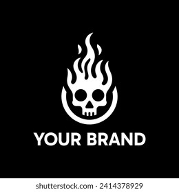 Skull on fire logo, vector, illustration