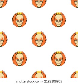 Skull on fire pattern seamless background texture repeat wallpaper geometric vector
