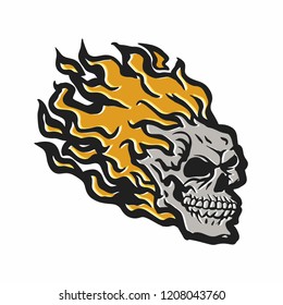 Skull on fire vector illustration