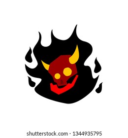 skull on fire with white background
