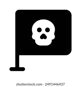 Skull on flag, icon of pirate flag, customizable vector