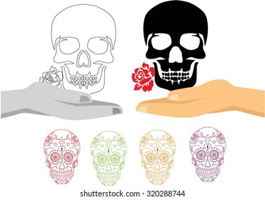 skull on the hand
