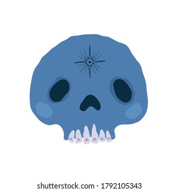 Skull on the island isolated on a white background in a flat style. Vector illustration
