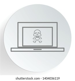 skull on laptop computer icon,  stealing confidential data concept, skull on black background graphic vector