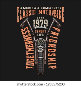 skull on motorbike, t-shirt design