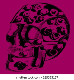 The skull on a purple background. Background for Halloween.