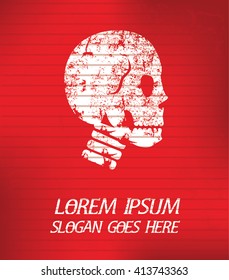 Skull on red background,poster grunge design