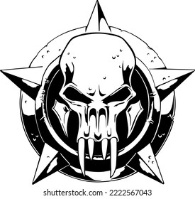 Skull on Shield Vector Illustration