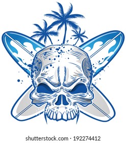 Skull On Surfboard Background