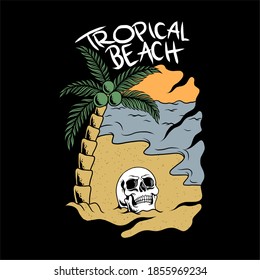 Skull on the tropical beach