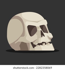 Skull on a white background. Cartoon vector illustration for Halloween holiday. Scary and terrible symbol of pirates