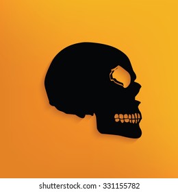 Skull on yellow background,clean vector