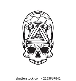 Skull with one eye symbol illustration.