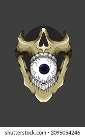 Skull with one eye vector illustration