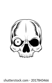 Skull with one eyes vector illustration