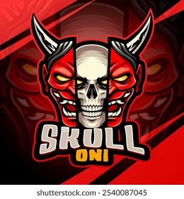 Skull oni esport mascot logo design