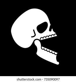 Skull open mouth isolated. Head of skeleton open lower jaw. Vector illustration
