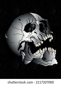 skull open mouth traditional tattoo