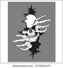 skull opening wall black