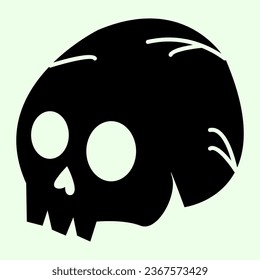 Skull organ solid icon. Human head anatomy glyph style pictogram on white background. Science and biology study signs for mobile concept and web design. Vector graphics