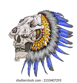 Skull Originating From The Indian Tribe With Blue Fur