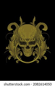 Skull with ornament artwork illustration