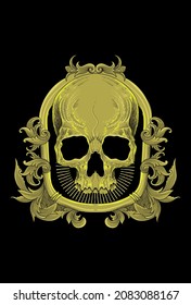 Skull with ornament artwork illustration