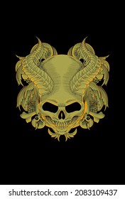 Skull with ornament artwork illustration