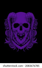 Skull with ornament artwork illustration
