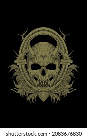 Skull with ornament artwork illustration