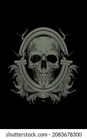 Skull with ornament artwork illustration