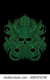 Skull with ornament artwork illustration