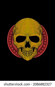 Skull with ornament artwork illustration
