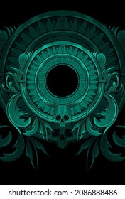Skull and ornament artwork illustration