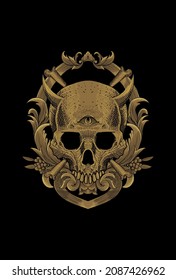  Skull and ornament artwork illustration