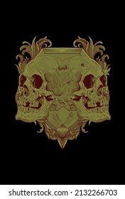 Skull with ornament artwork illustration