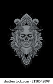 Skull with ornament artwork illustration