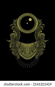 Skull with ornament artwork illustration