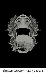 Skull with ornament artwork illustration