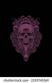 Skull with ornament artwork illustration