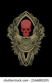 Skull with ornament and baby artwork illustration