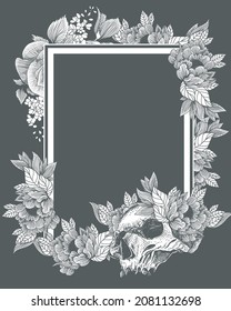 skull with ornament and copy space template
