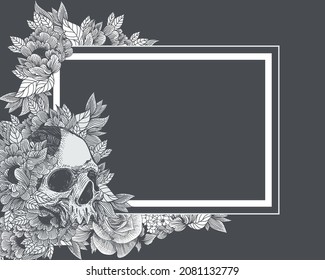 Skull With Ornament And Copy Space Template