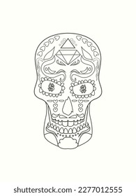 Skull ornament design for tatto, sticker, coloring, etc.