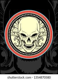 skull and ornament hand drawing Shirt designs  biker  dj  gentleman  barber   many others 
isolated   easy to edit  Vector Illustration    Vector 