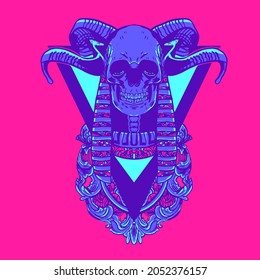 Skull with ornament Tshirt Illustration 