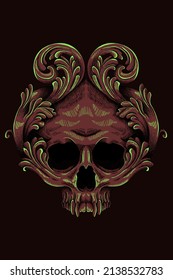 Skull with ornament vector illustration