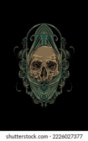 Skull and ornament vector illustration