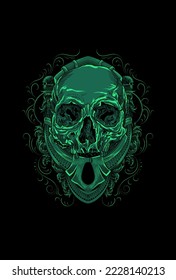 Skull with ornament vector illustration